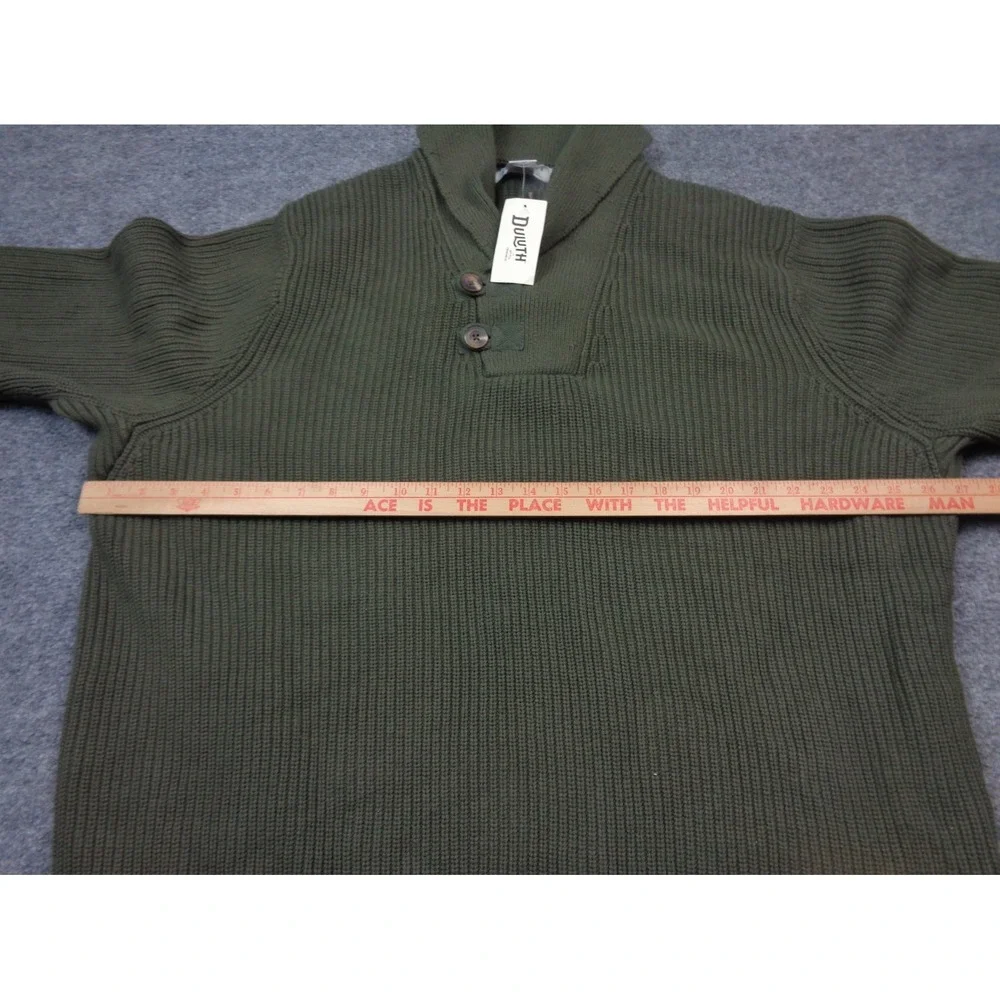 Duluth Brigadier Shawl Collar Sweater Mens 2XL Green Cotton Nylon Wool NWT